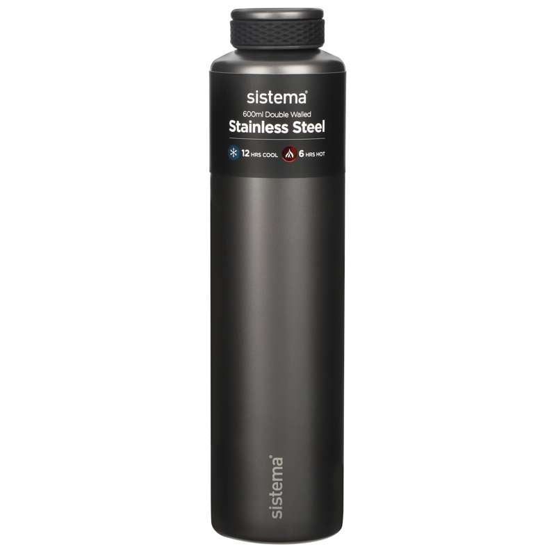 Système de bouteille thermique - Acier inoxydable - 600 ml - Noir