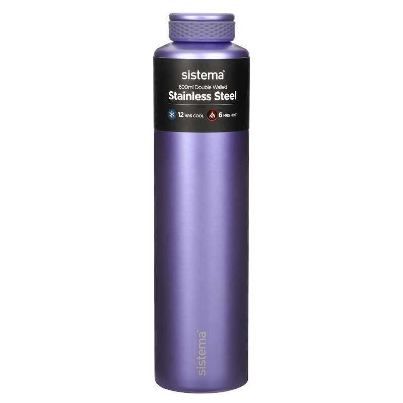 Système de bouteille thermique - Acier inoxydable - 600 ml - Violet