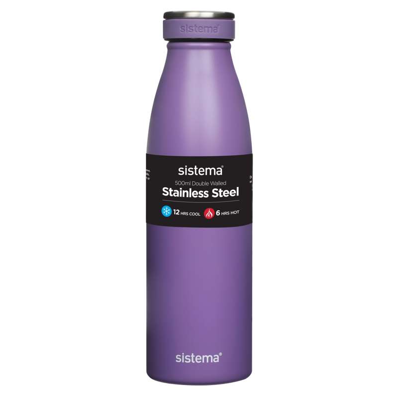 Système de bouteille thermique - Acier inoxydable - 500ml - Violet brumeux