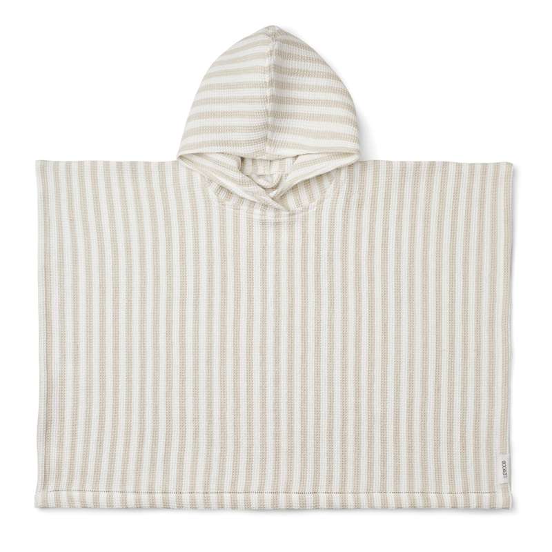 Liewood Paco Poncho - Rayures - Blanc éclatant/Sable - 7-8 ans
