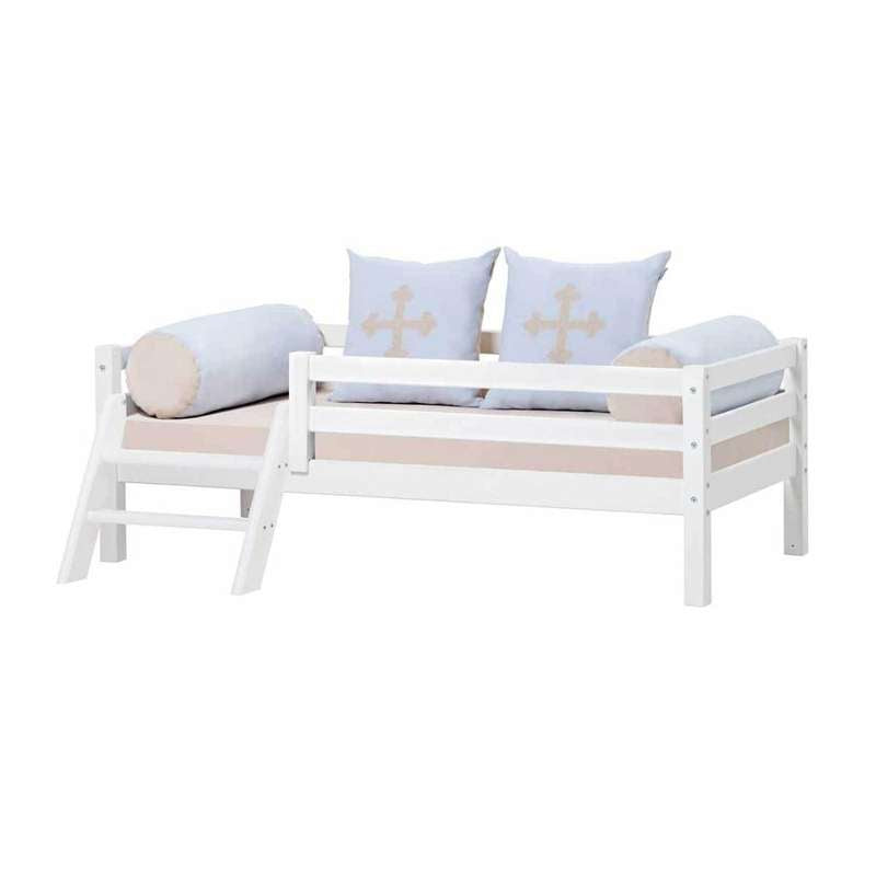 Hoppekids ECO Dream - Lit junior avec échelle et barrière de lit - 70x160 cm - Blanc