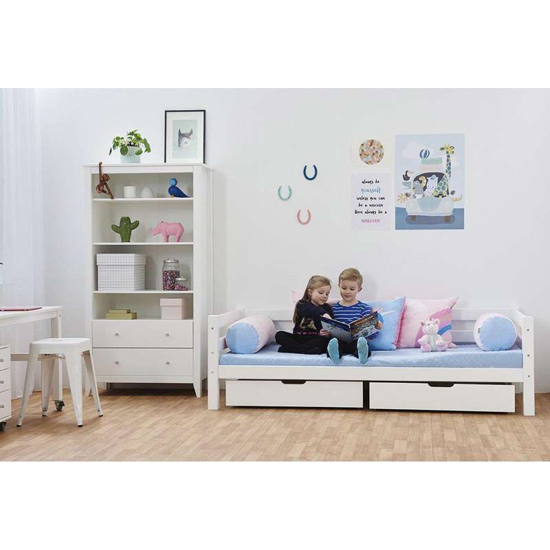 Hoppekids ECO Luxury - Lit junior - 90x200 cm. - Fond de lit et dossier flexibles - Blanc